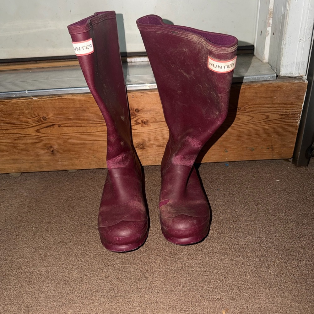 Hunter girls maroon Rain Boots